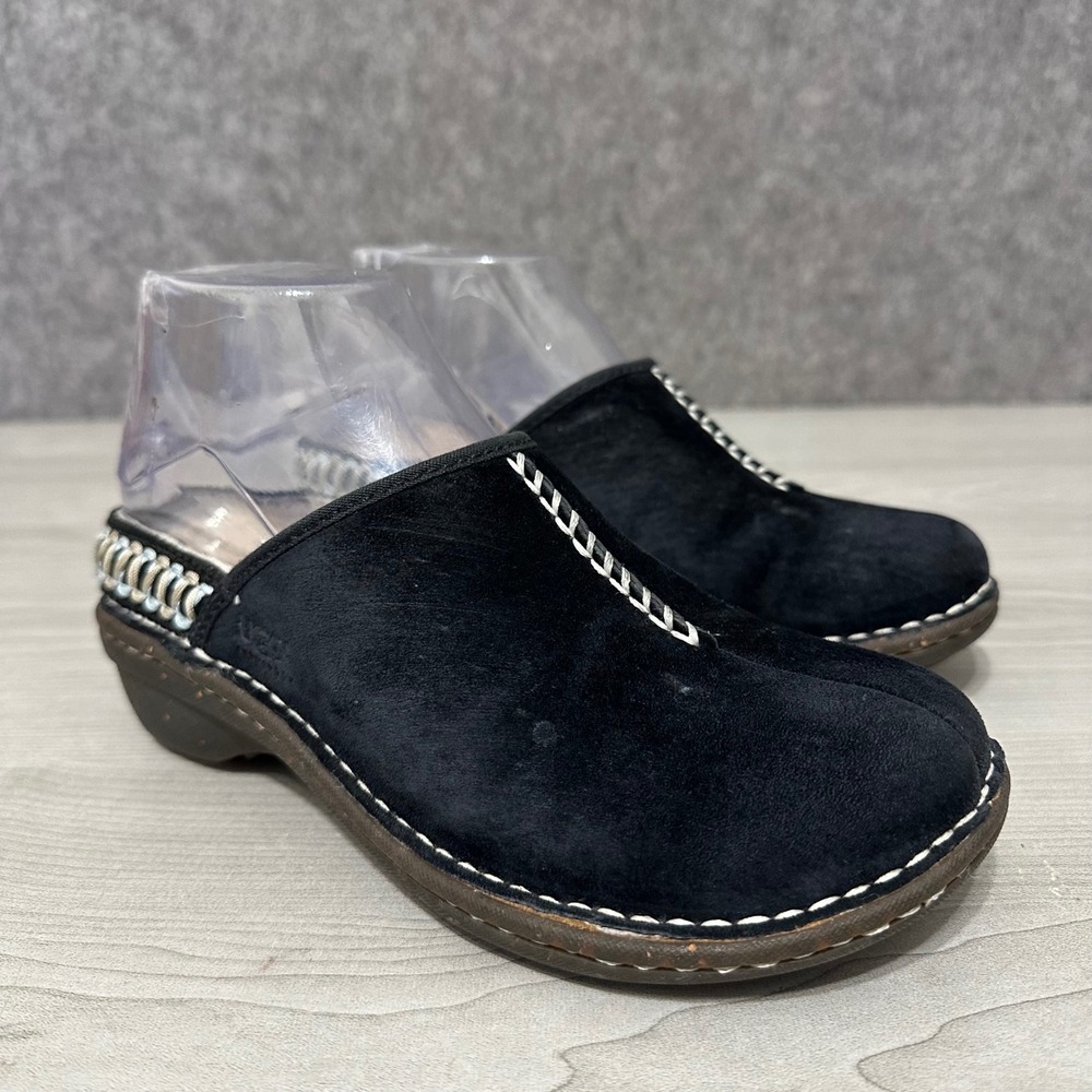 UGG Kohala Clog Slippers Womens 5 Black Suede Shearling Fur Lined‎ 5177 Slip On